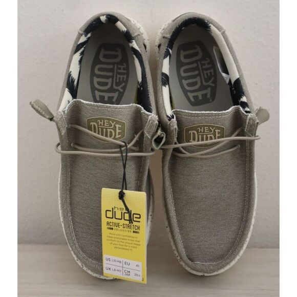 Hey Dude Women's Sz 10 Men's Sz 8 Beige Wally Stretch Canvas Slip-On Shoes - Picture 3 of 16